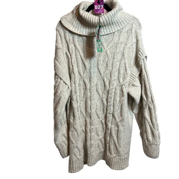 River Island Off-White Cable Knit Turtleneck Sweater - Picture 3 of 10